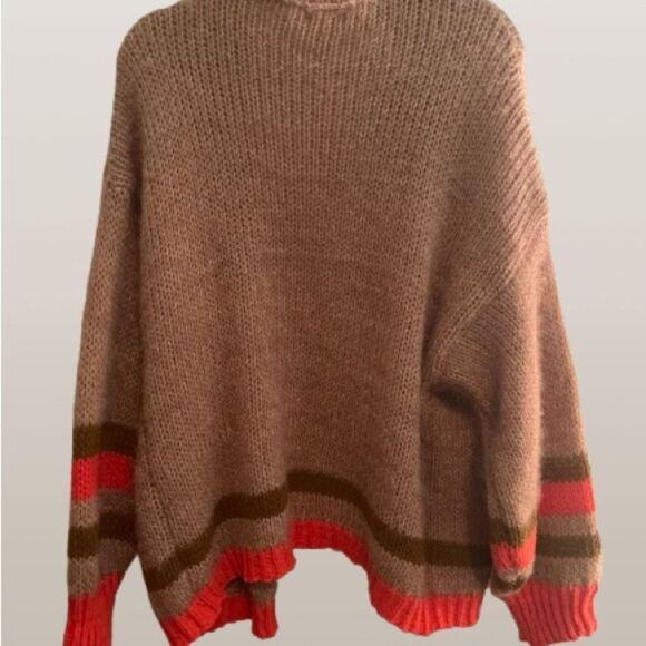 Easel Brown and Orange Striped Cardigan Sweater - Picture 7 of 10